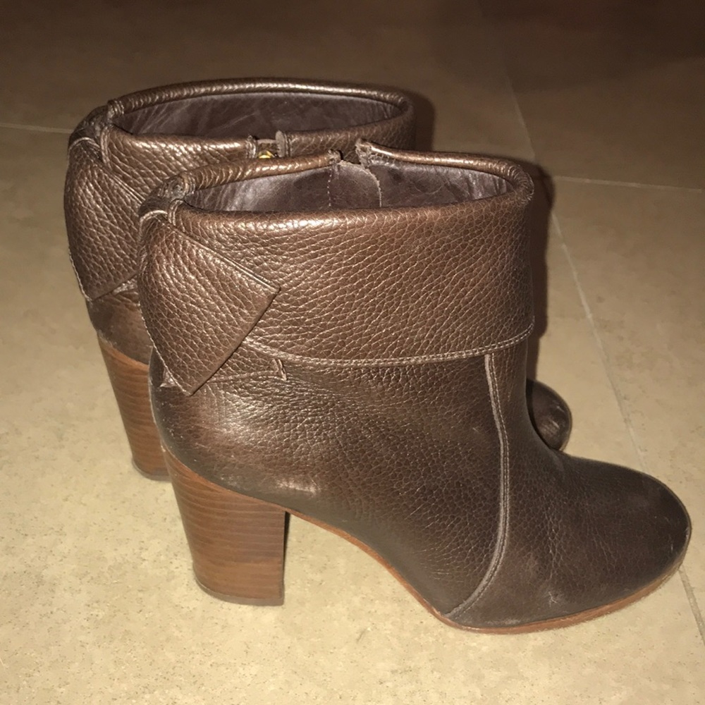 Brown Kate Spade booties with bow